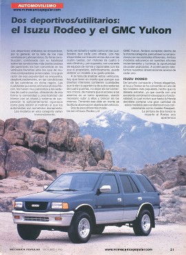 Dos deportivos/utilitarios: el Isuzu Rodeo y el GMC Yukon - Octubre 1995