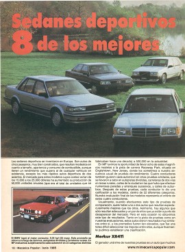 8 de los mejores sedanes deportivos - Junio 1985