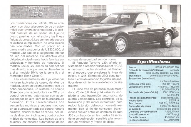Infiniti J30 - Agosto 1994