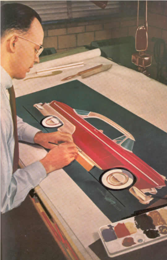 Comienza como un esbozo, una idea... La creación del estilo se origina en el tablero de dibujo, Este fué el principio del Plymouth 1955 