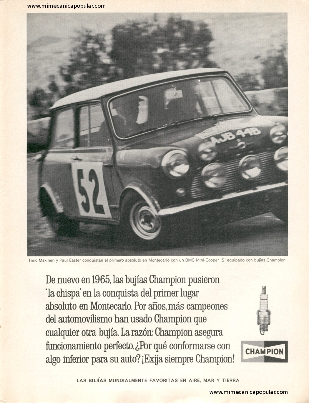 Publicidad - Bujías Champion - Julio 1965