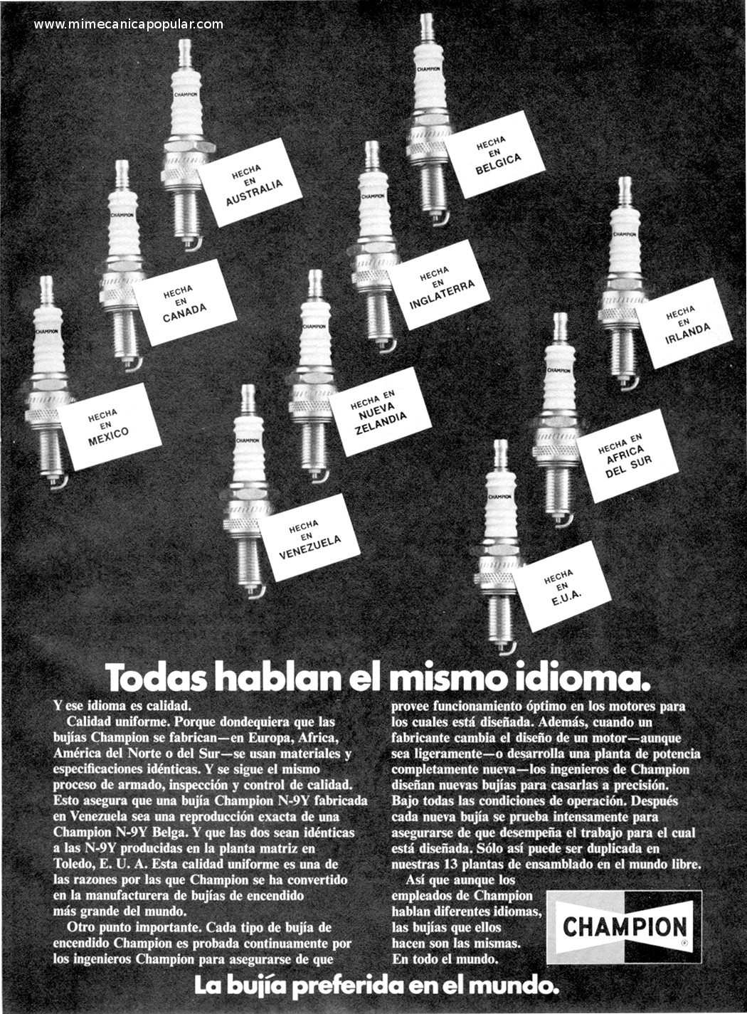 Publicidad - Bujías Champion - Julio 1974