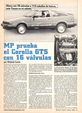MP prueba el Toyota Corolla GTS con 16 válvulas - Febrero 1985