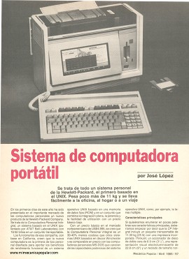 Sistema de computadora portátil Hewlett-Packard - Abril 1985