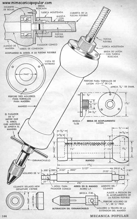 Grabador de Eje Flexible Impulsado por Motor de Aspiradora