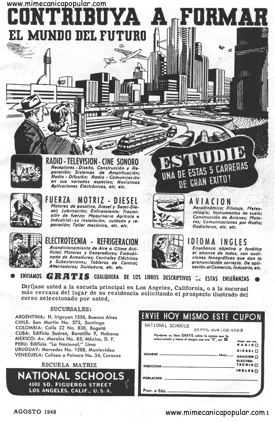 Publicidad - National Schools - Agosto 1948