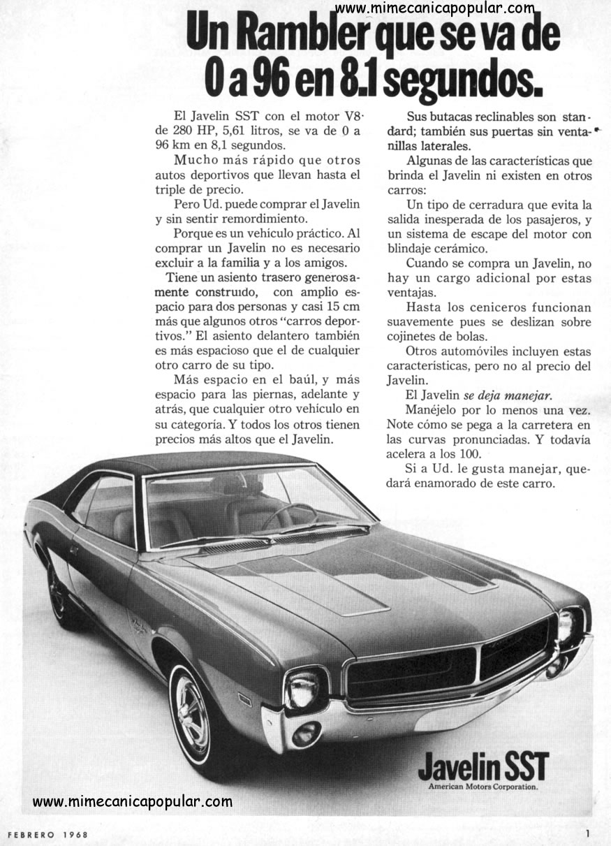 Publicidad - Javelin SST - Febrero 1968