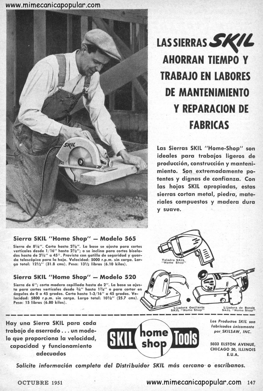 Publicidad - Sierras Skil - Octubre 1951