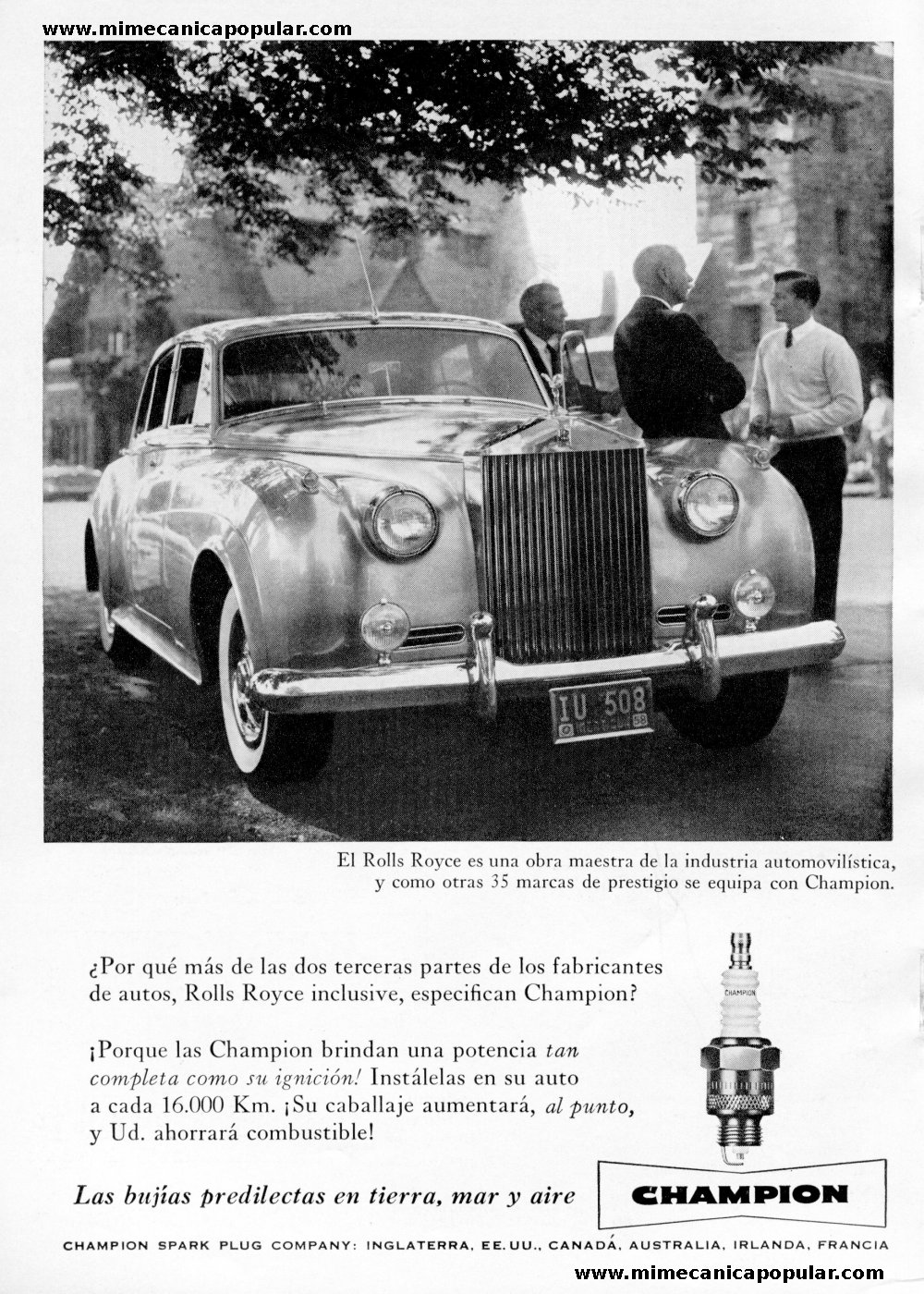 Publicidad - Bujías Champion - Agosto 1958