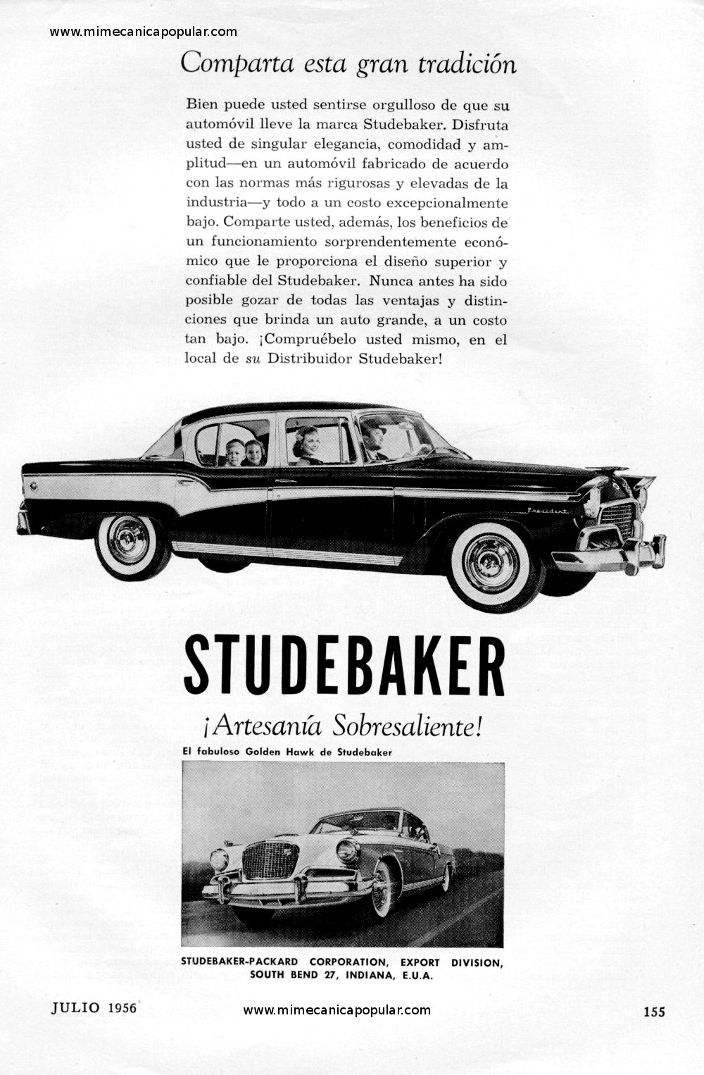 Publicidad - Studebaker - Julio 1956