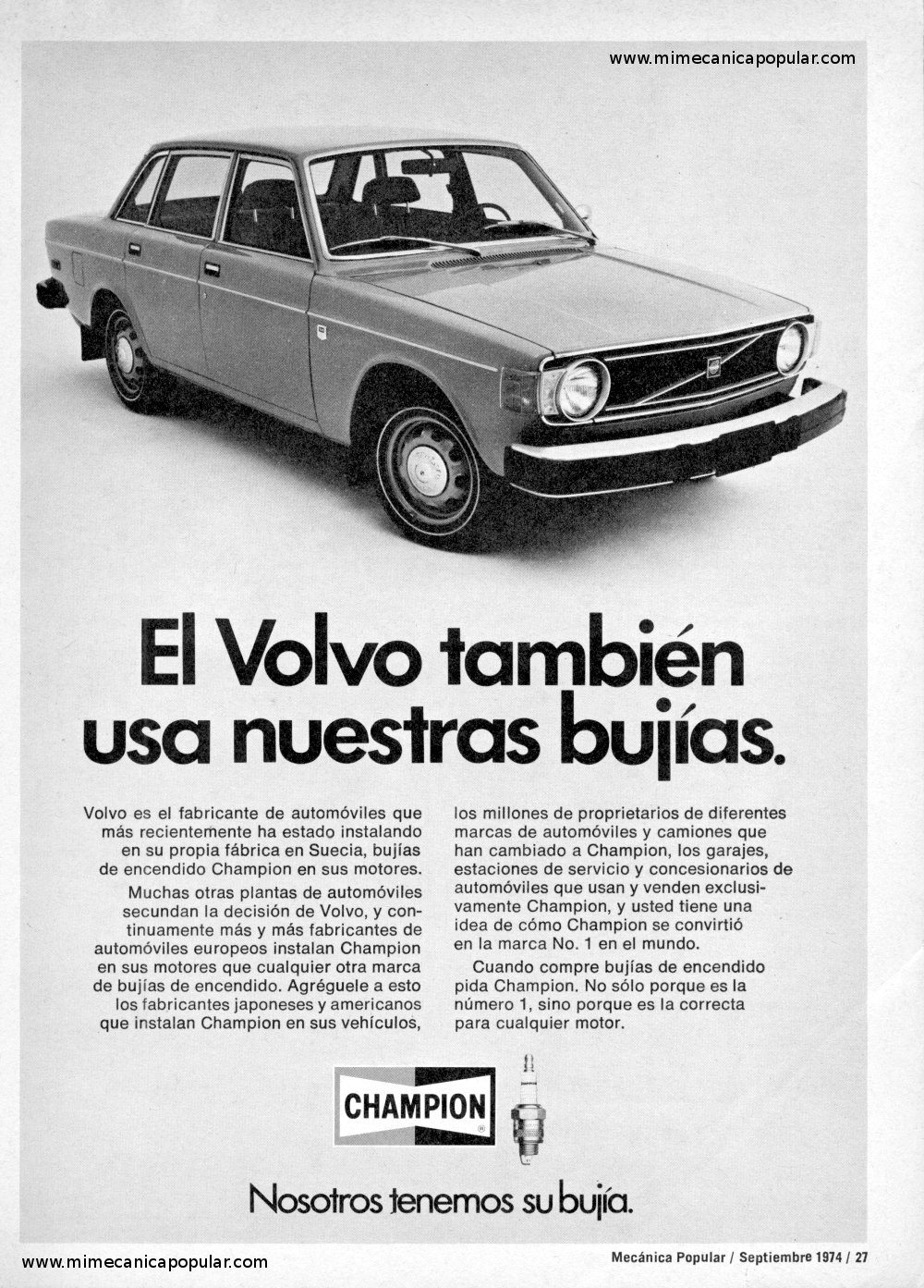 Publicidad - Bujías Champion - Septiembre 1974