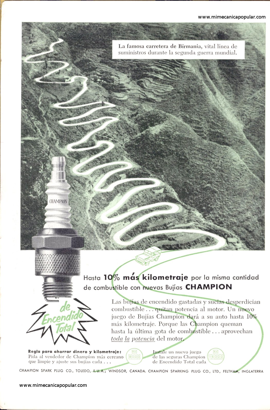 Publicidad - Bujías Champion - Octubre 1954