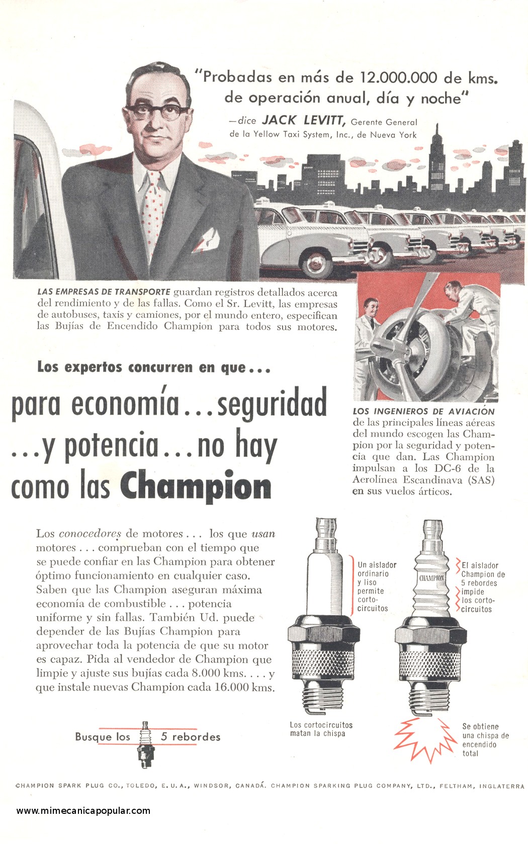 Publicidad - Bujías Champion - Abril 1955