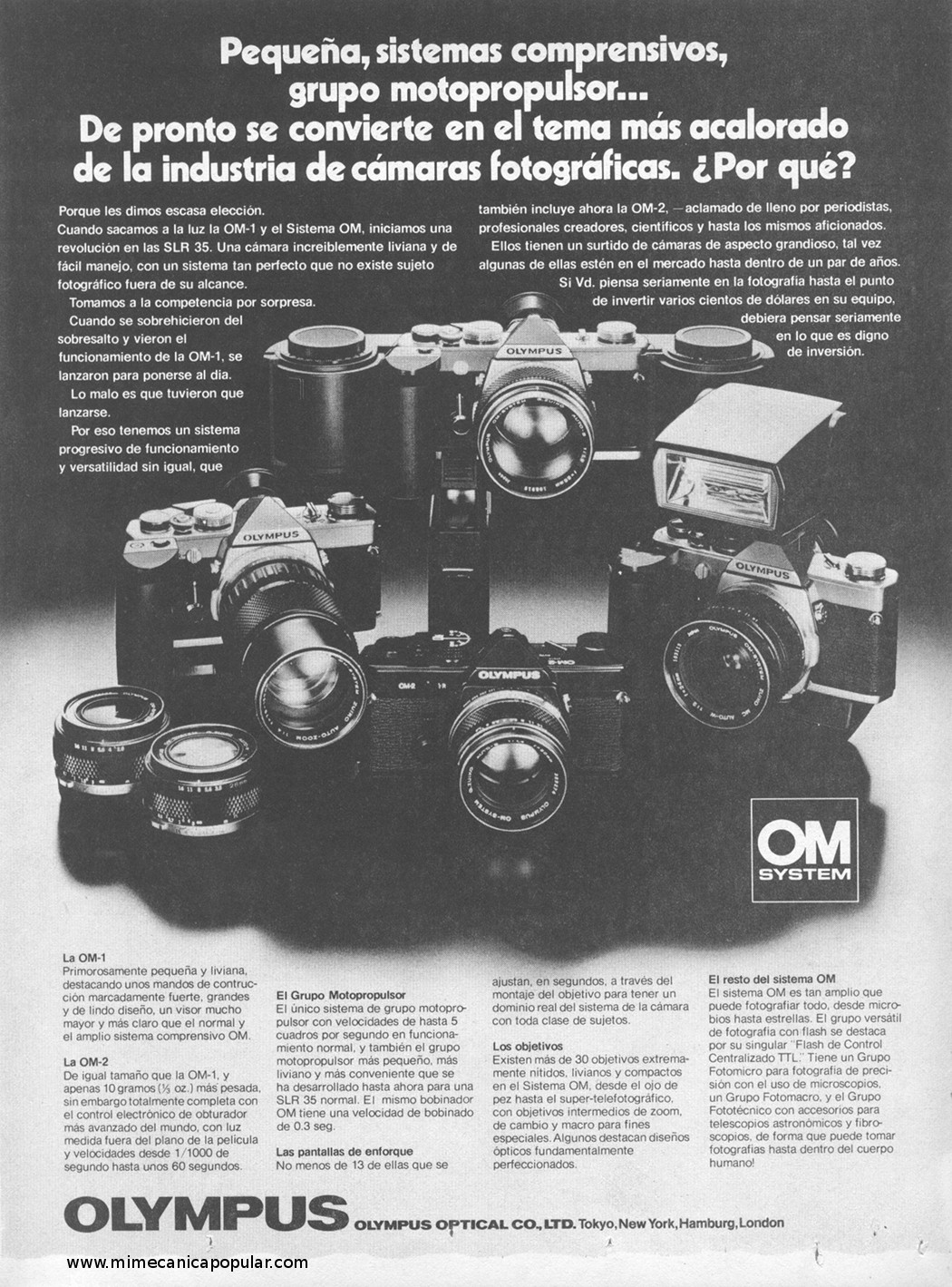 Publicidad - Cámaras Fotográficas Olympus - Octubre 1977