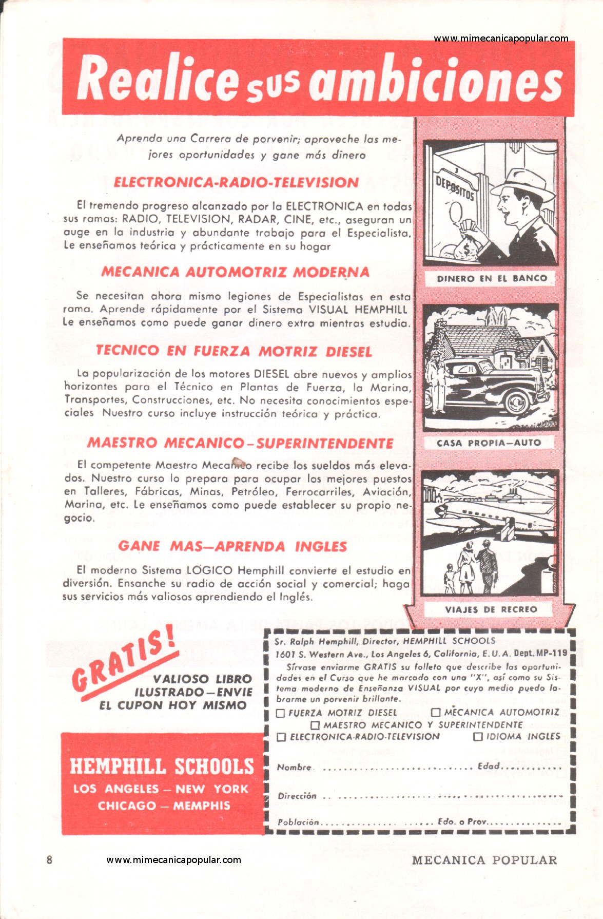 Publicidad - Hemphill Schools - Noviembre 1949