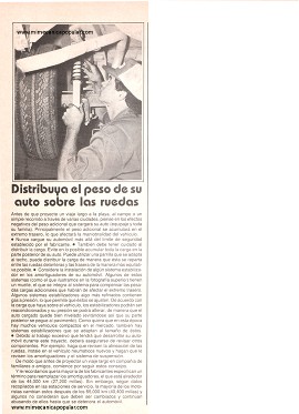 Distribuya el peso de su auto sobre las ruedas - Marzo 1984