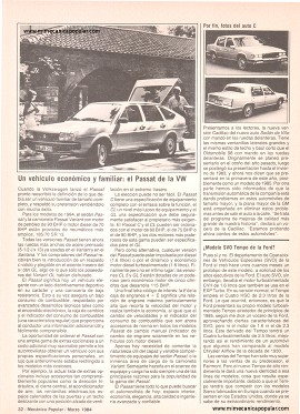 Un vehículo económico y familiar: el Passat de la VW - Marzo 1984