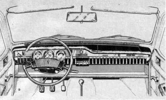 El lujoso tablero de controles del Renault 12-TL es de tipo compacto y los botones de mando se alcanzan fácilmente