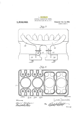Conoce la patente de Louis Chevrolet - Motor de Combustión Interna