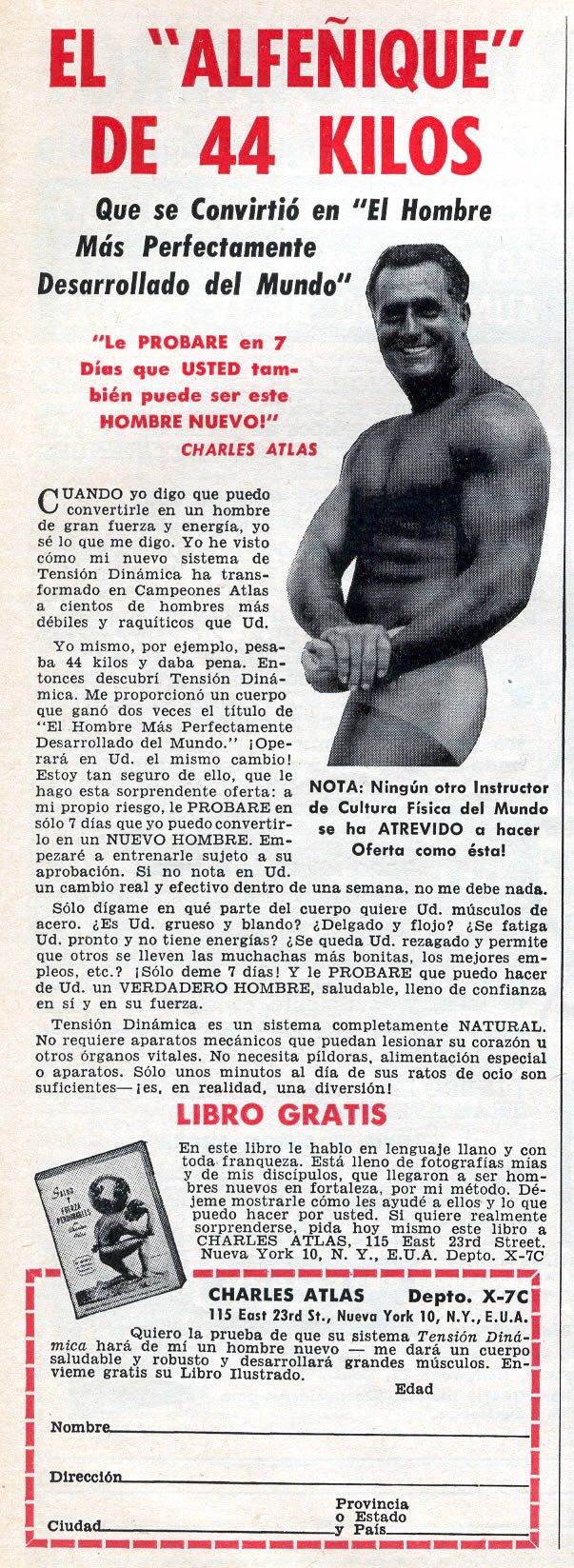 Publicidad - Charles Atlas - Marzo 1957