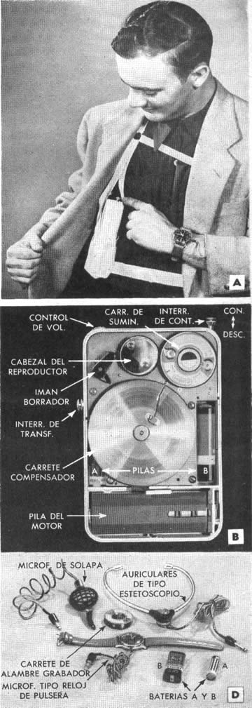 Radio, Televisión y Electrónica Octubre 1953 - Diminuto Grabador de Alambre