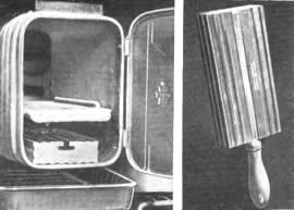 NOVEDADES Para el Hogar - Marzo 1951 - DESCONGELADOR que quita el hielo en cinco minutos. Se calienta en la cocina antes de introducirlo en el refrigerador. Es de aluminio y tiene un mango que es muy fácil de quitar 