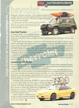 Autos prototipo Chevrolet -Para aventureros y deportistas - Marzo 1997