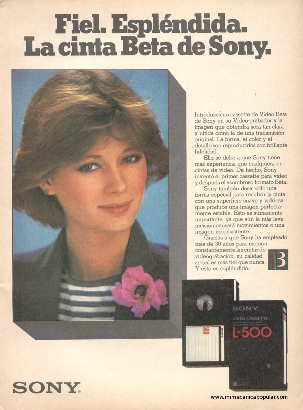 Publicidad - La cinta Beta de Sony - Agosto 1980