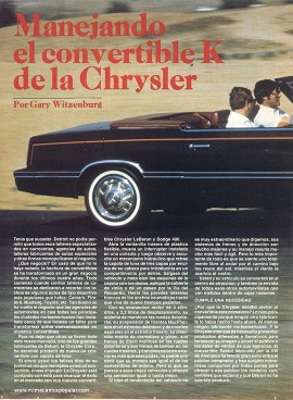 Manejando el convertible K de la Chrysler - Mayo 1982