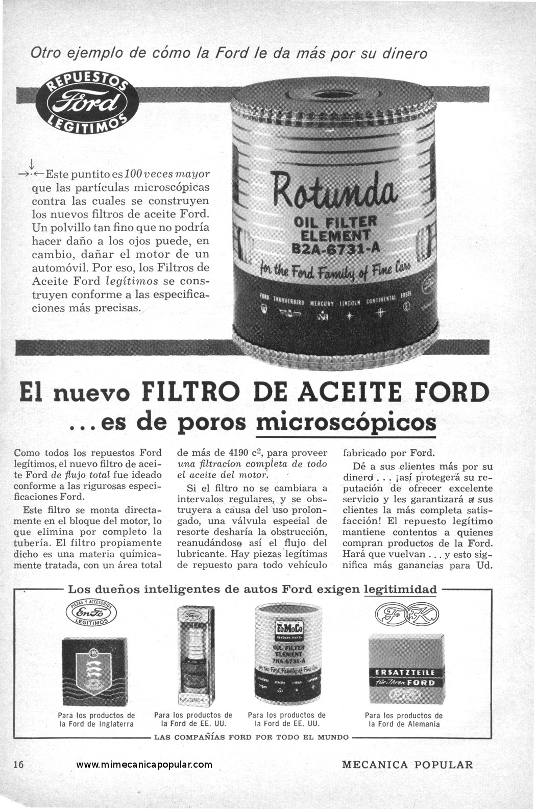 Publicidad - Repuestos Legítimos Ford - Abril 1959