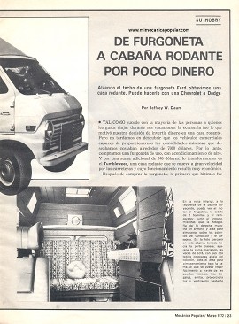 De Furgoneta a Cabaña Rodante Por Poco Dinero - Marzo 1972