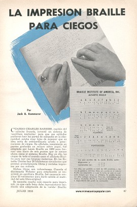 La Impresión Braille Para Ciegos - Julio 1955