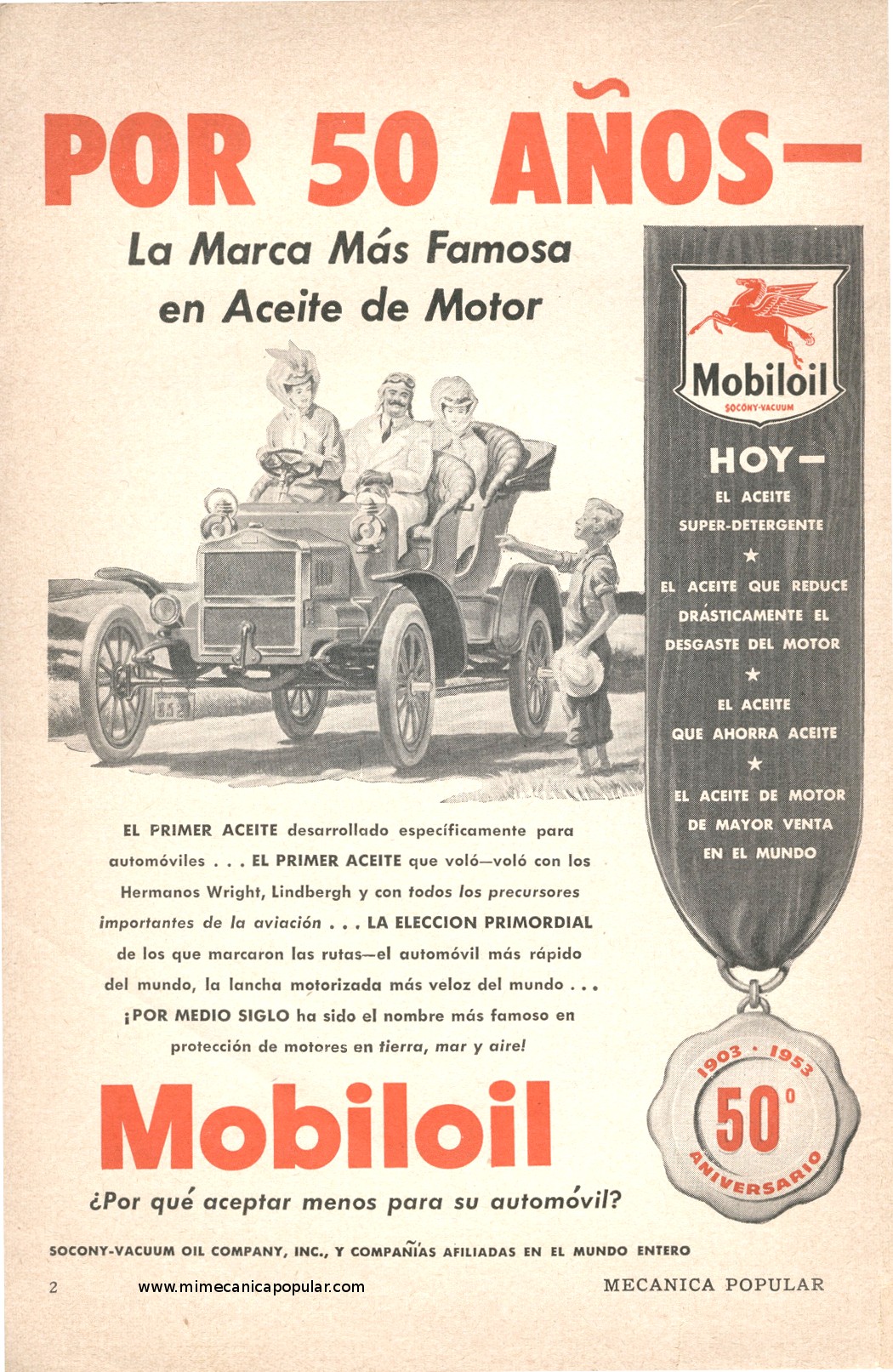 Publicidad - Aceite Mobiloil - Febrero 1953