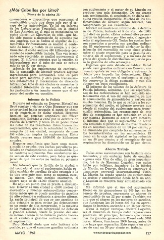 ¿Más Caballos Por Litro? - Mayo 1961