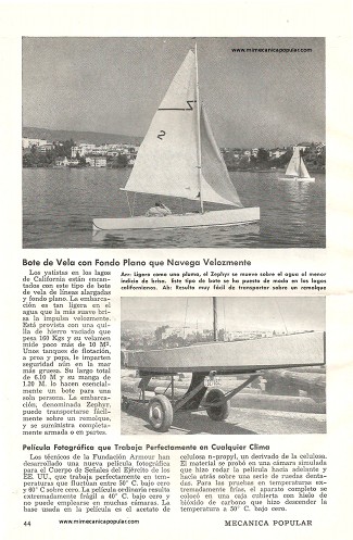 Bote de Vela con Fondo Plano que Navega Velozmente - Octubre 1950