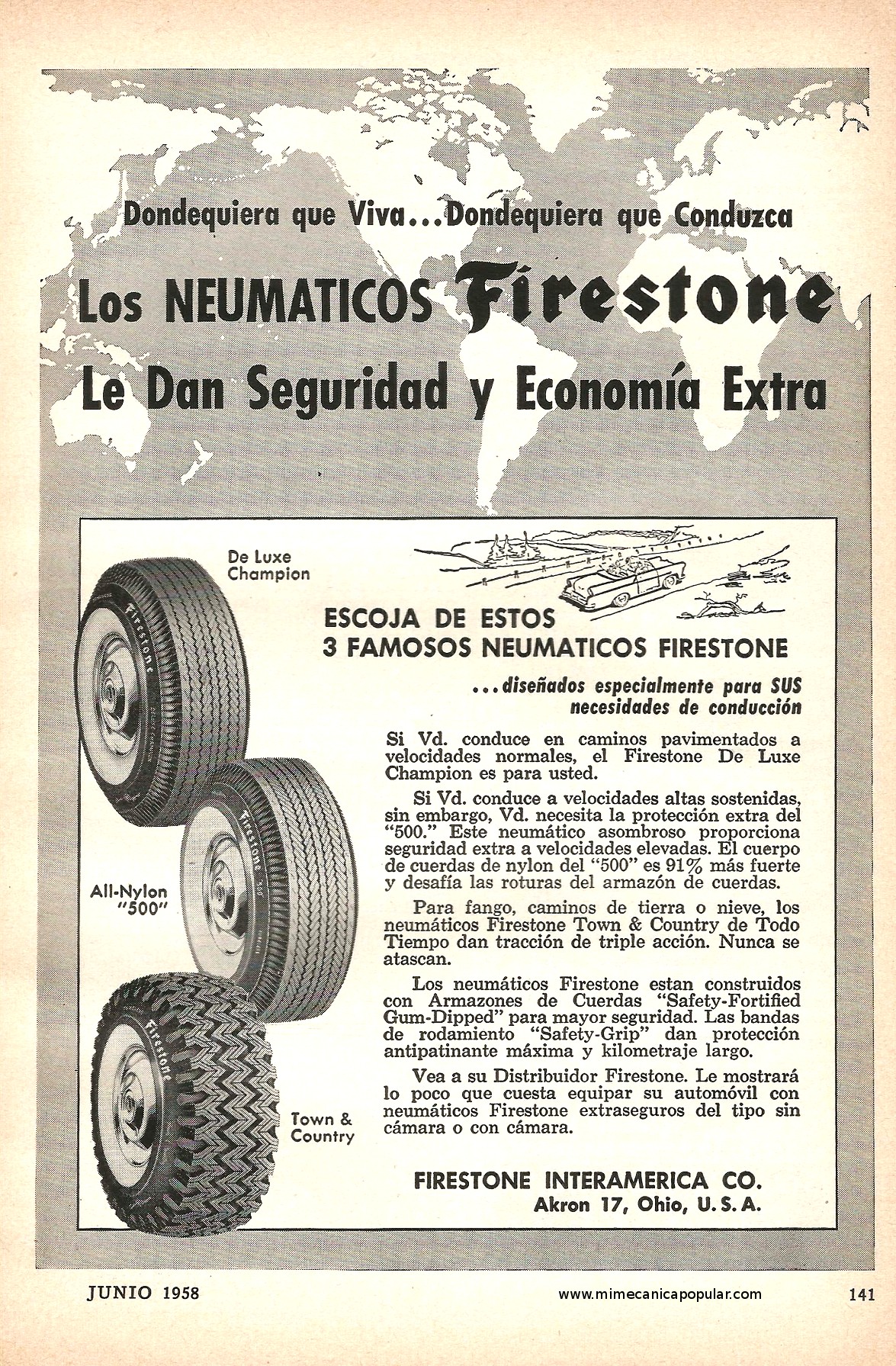 Publicidad - Neumáticos Firestone - Junio 1958