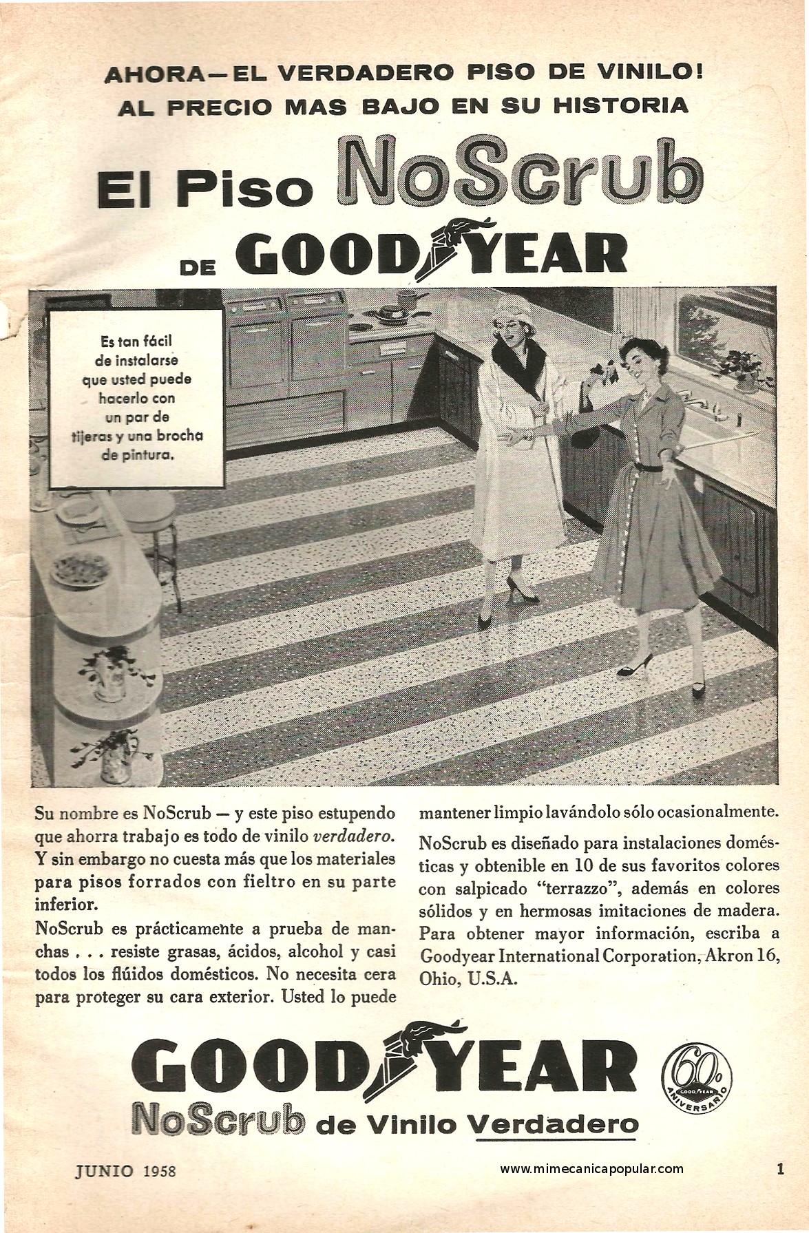 Publicidad - Piso de Vinilo Goodyear - Junio 1958