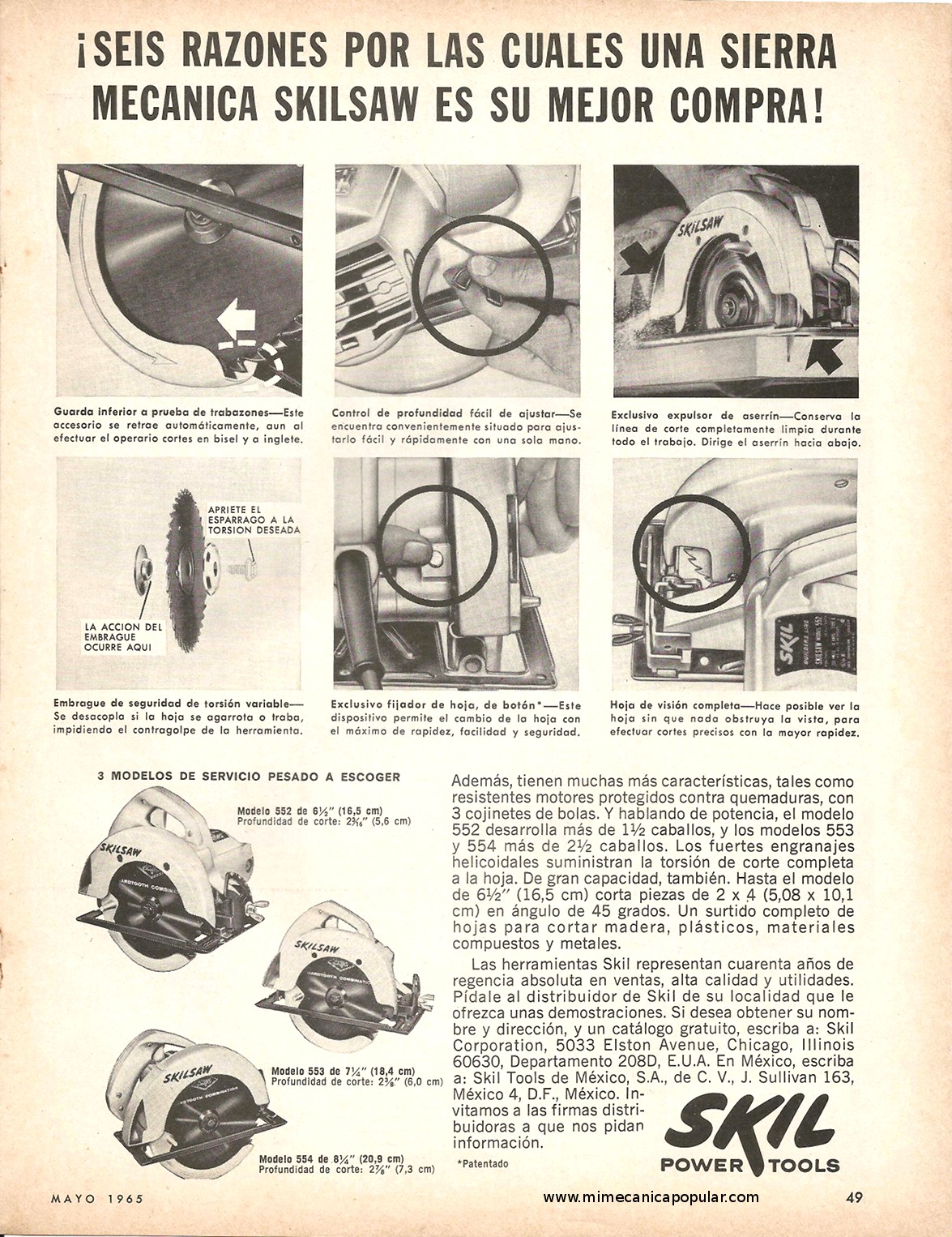 Publicidad - Sierra circular portátil SKIL - Mayo 1965