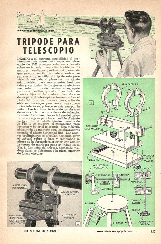 Trípode para Telescopio - Noviembre 1949