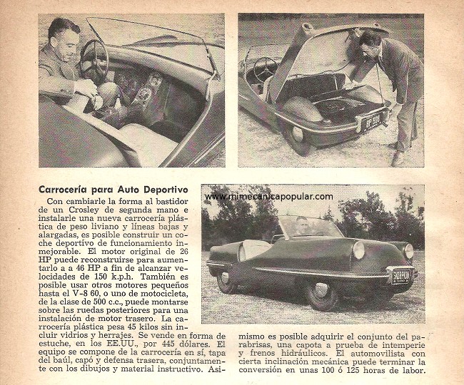 Carrocería para Auto Deportivo - Agosto 1952