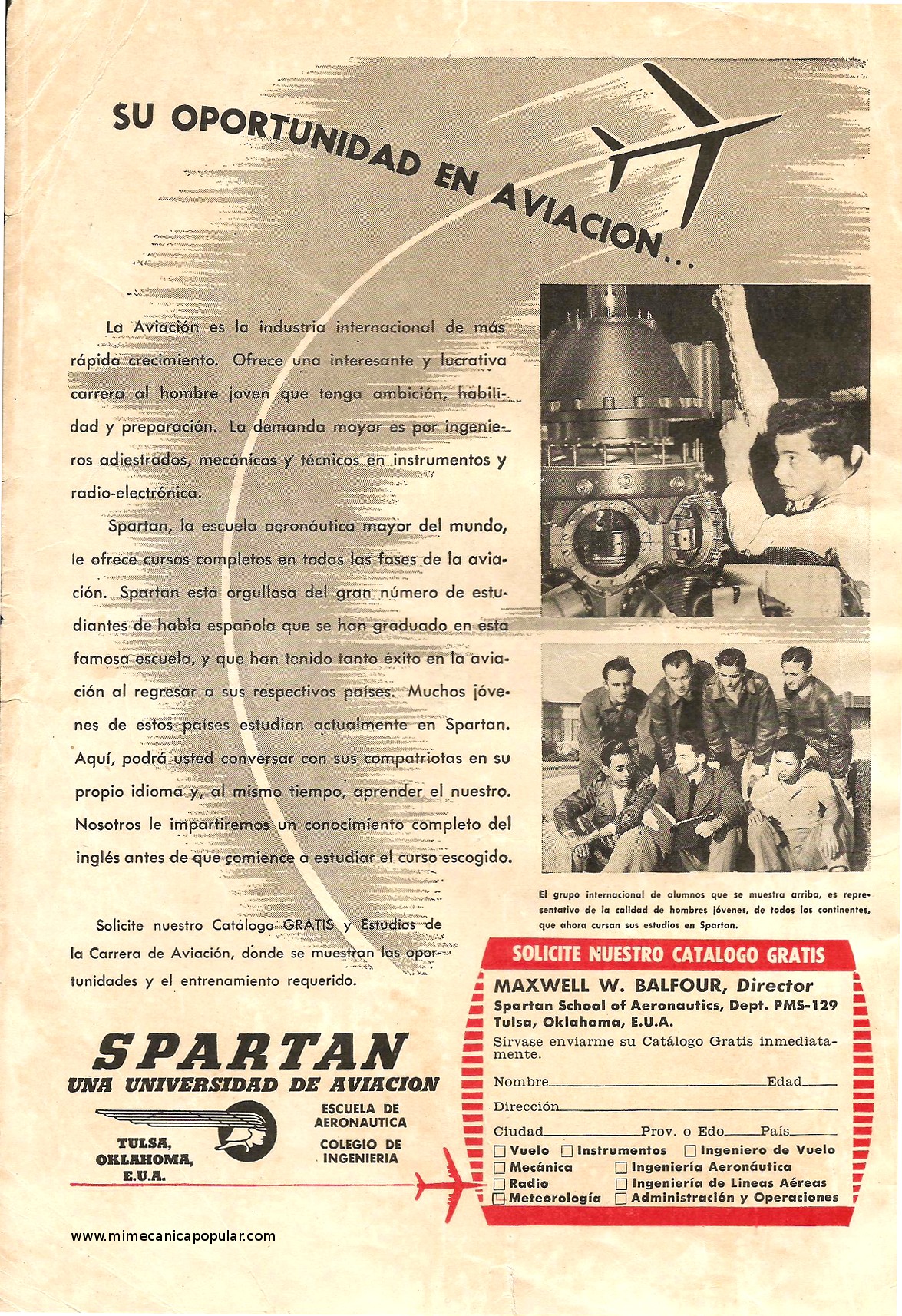 Publicidad - SPARTAN Una Universidad de Aviación - Diciembre 1949