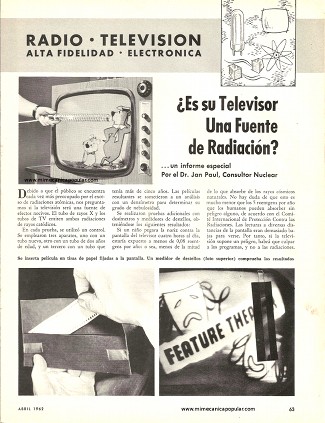 ¿Es su Televisor Una Fuente de Radiación? - Abril 1962