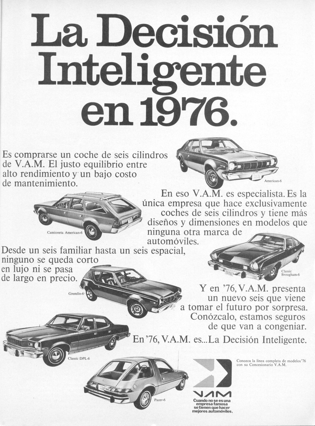 Publicidad - Automóviles V.A.M. - Diciembre 1975