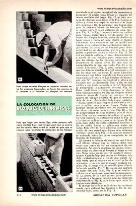 La colocación de bloques de hormigón - Octubre 1958