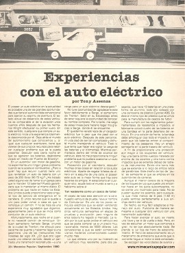 Experiencias con el auto eléctrico - Septiembre 1980