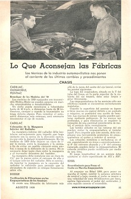 Lo Que Aconsejan las Fábricas de Autos - Agosto 1959