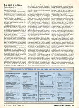 Informe de los dueños. Chevy Nova - Febrero 1988