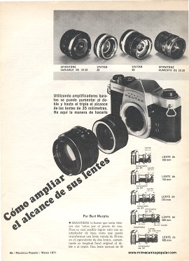 Fotografía: Cómo ampliar el alcance de sus lentes - Marzo 1971