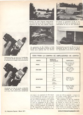Fotografía: Cómo ampliar el alcance de sus lentes - Marzo 1971