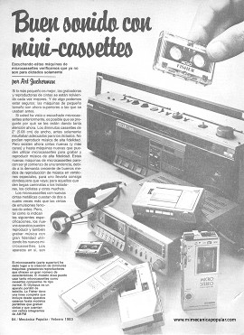 Buen sonido con mini-cassettes -Febrero 1983